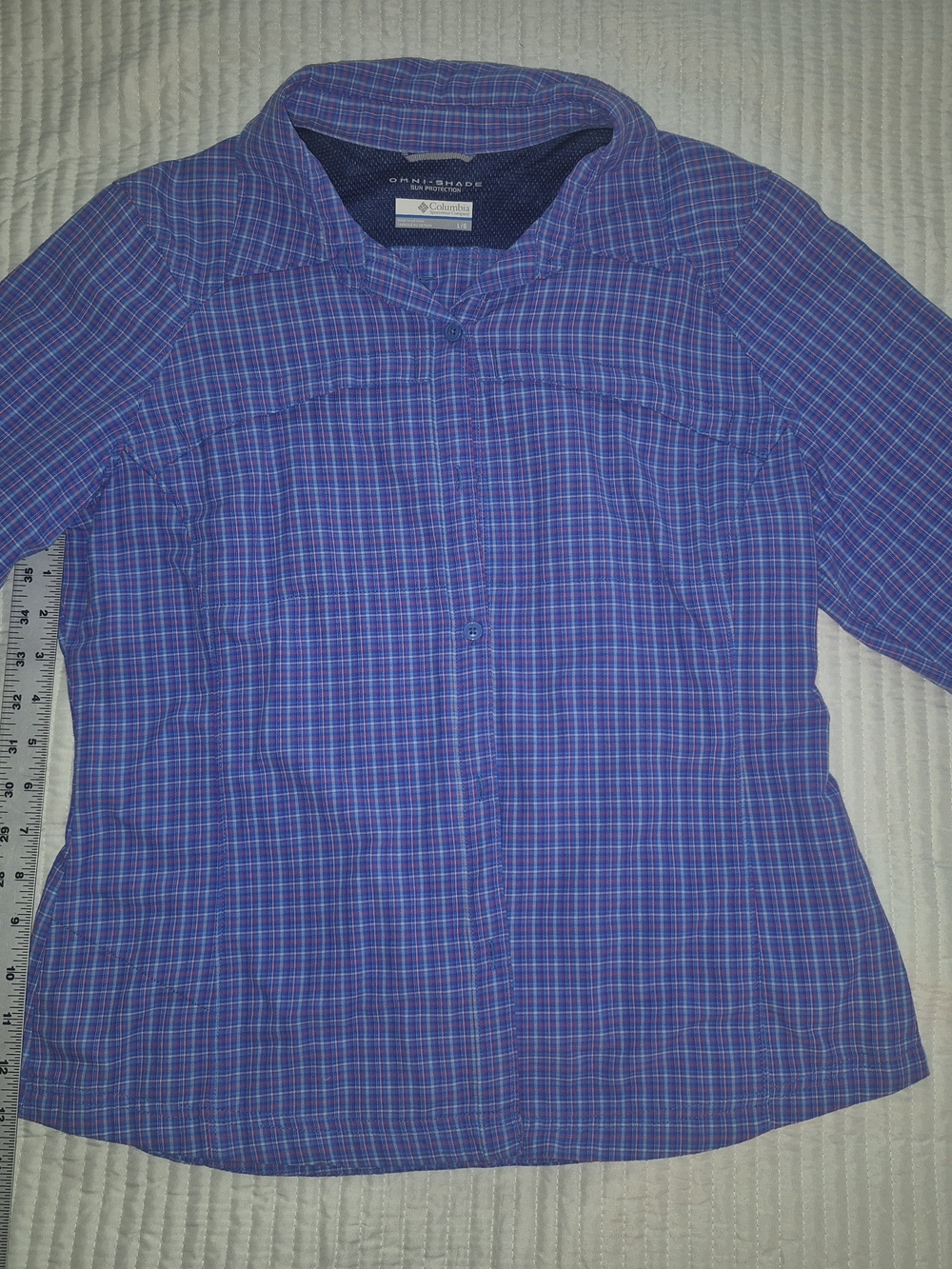 Columbia Blue Plaid Outdoor Button-Up Shirt